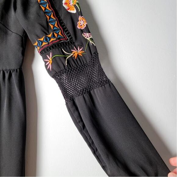 Altar’d State Black Embroidered Dress S Whimsygoth Witchy Boho Festival Cottage - Picture 3 of 9